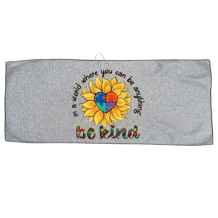 Be Kind Sunflower Autism Mom Dad Women Autism Awareness Large Microfiber Waffle Golf Towel