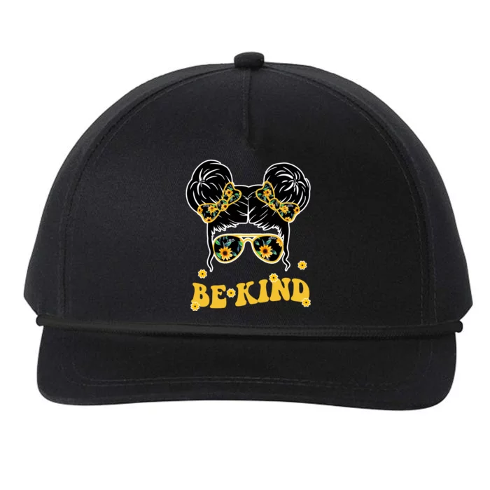 Be Kind Sunflower Hair Bun Spring Snapback Five-Panel Rope Hat