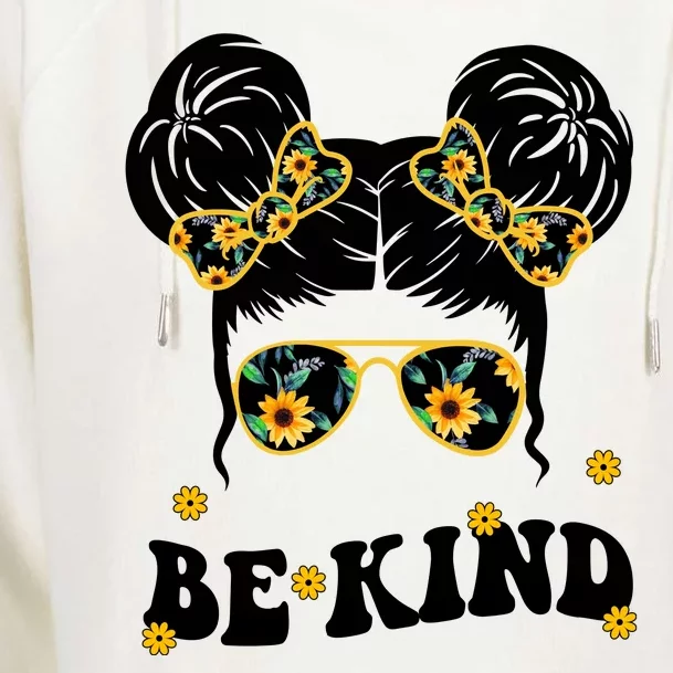 Be Kind Sunflower Hair Bun Spring Womens Funnel Neck Pullover Hood