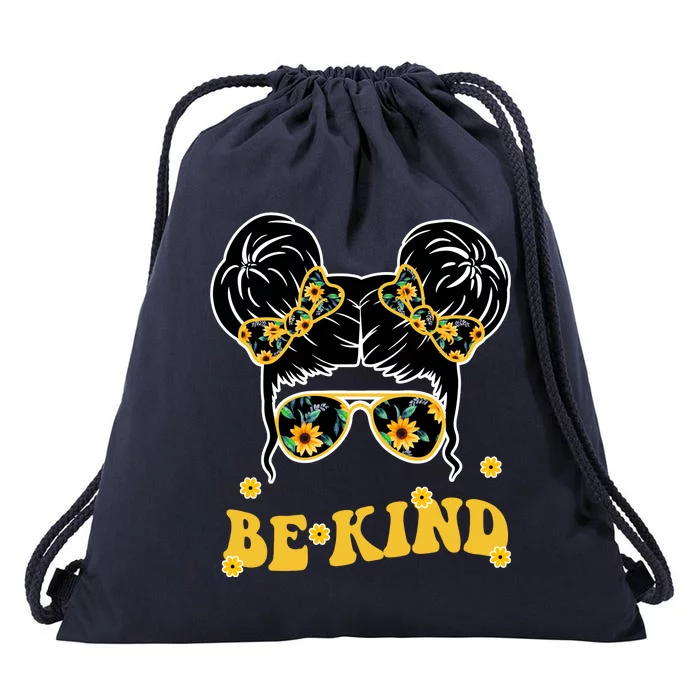 Be Kind Sunflower Hair Bun Spring Drawstring Bag