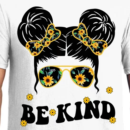 Be Kind Sunflower Hair Bun Spring Pajama Set