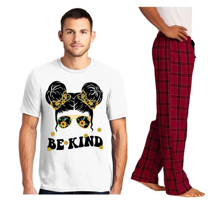 Be Kind Sunflower Hair Bun Spring Pajama Set