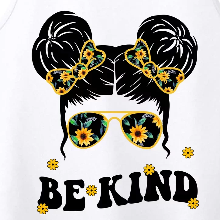 Be Kind Sunflower Hair Bun Spring Performance Tank