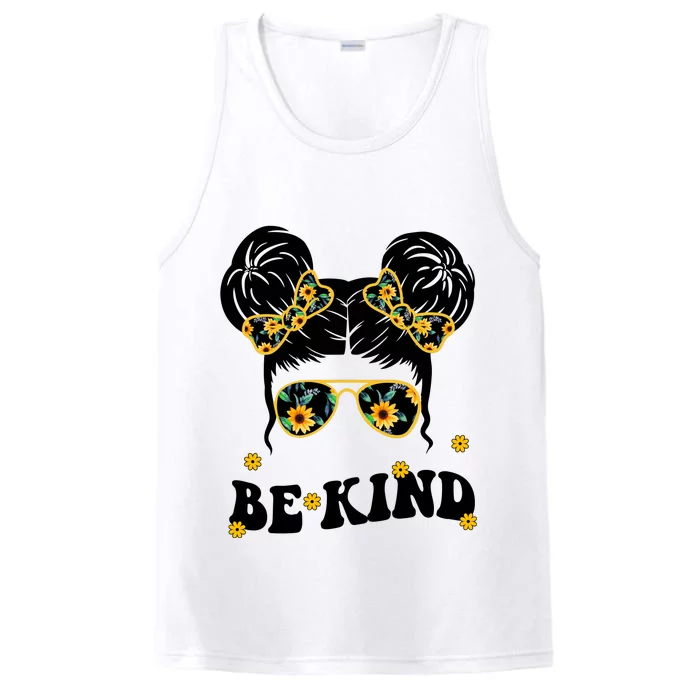 Be Kind Sunflower Hair Bun Spring Performance Tank