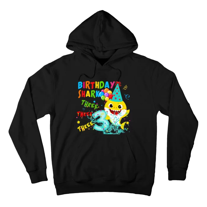 Birthday Kids Shark 3 Year Old 3rd Birthday Matching Family Hoodie