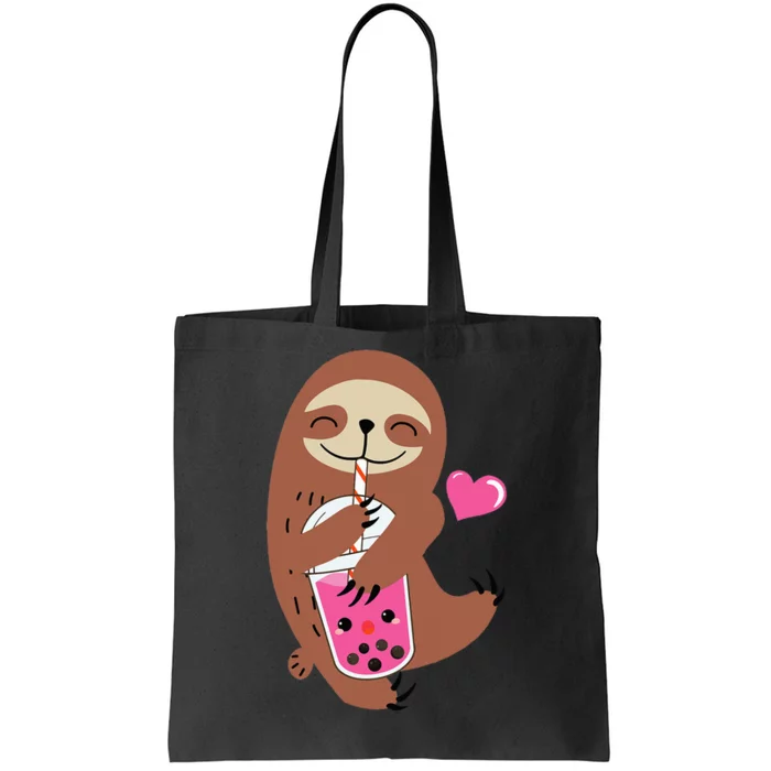 Bubble Kawaii Sloth Drinking Boba Tea Tote Bag