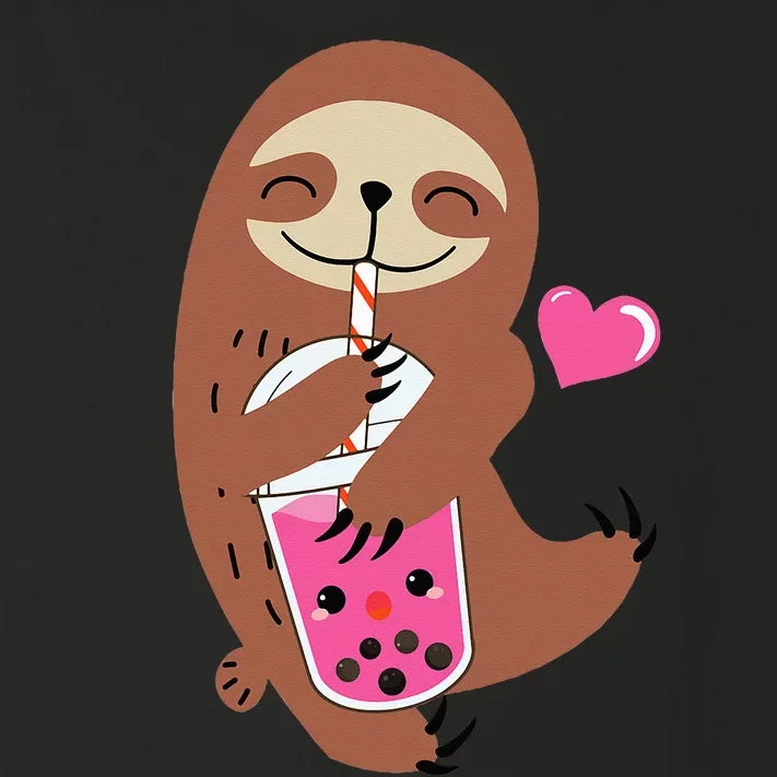 Bubble Kawaii Sloth Drinking Boba Tea Toddler Long Sleeve Shirt