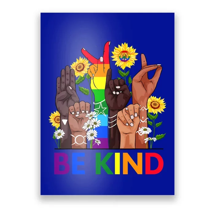 Be Kind Sign Language Hand Talking Lgbtq Gay Les Pride Asl Gift Poster