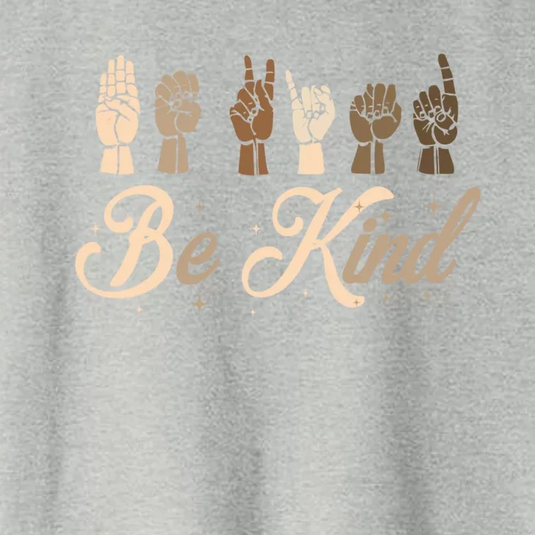 Be Kind Sign Language Asl All Races Hand Talking Teachers Gift Women's Crop Top Tee