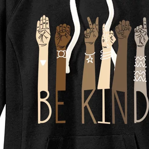 Be Kind Sign Language Hand Talking Teachers Interpreter Asl Gift Women's Fleece Hoodie