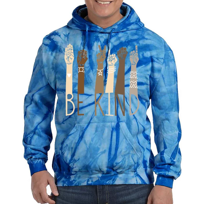 Be Kind Sign Language Hand Talking Teachers Interpreter Asl Gift Tie Dye Hoodie