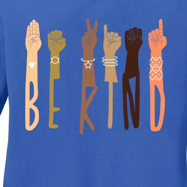 Be Kind Sign Language Asl Teachers Interpreter Funny Funny Gift Cool Gift Ladies Long Sleeve Shirt