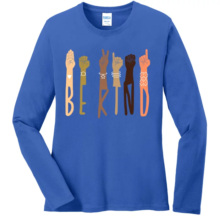 Be Kind Sign Language Asl Teachers Interpreter Funny Funny Gift Cool Gift Ladies Long Sleeve Shirt