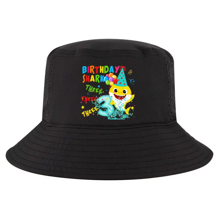 Birthday Kids Shark 3 Year Old 3rd Birthday Matching Family Cool Comfort Performance Bucket Hat