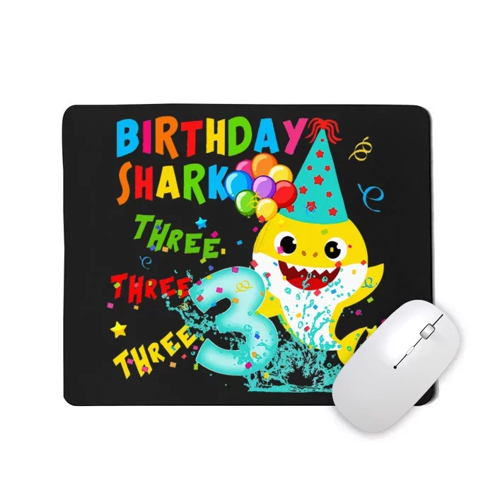 Birthday Kids Shark 3 Year Old 3rd Birthday Matching Family Mousepad