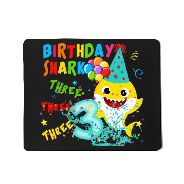 Birthday Kids Shark 3 Year Old 3rd Birthday Matching Family Mousepad