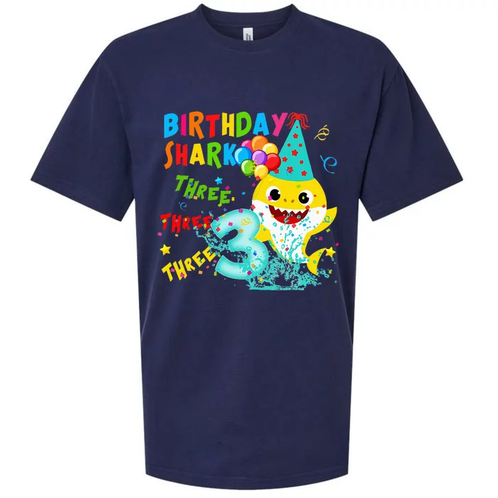 Birthday Kids Shark 3 Year Old 3rd Birthday Matching Family Sueded Cloud Jersey T-Shirt