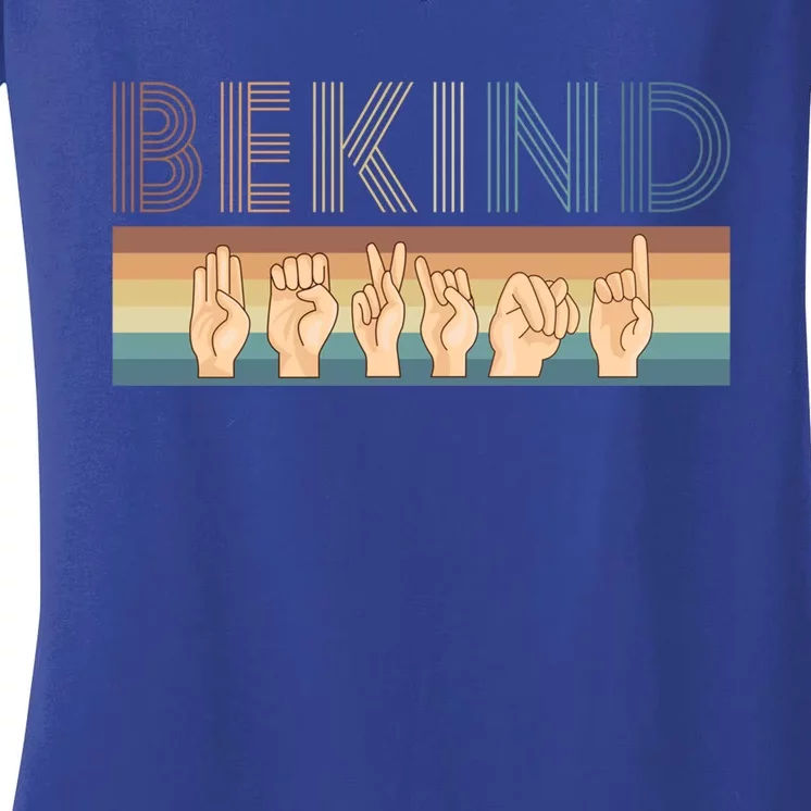 Be Kind Sign Language Deaf Cute Gift Women's V-Neck T-Shirt