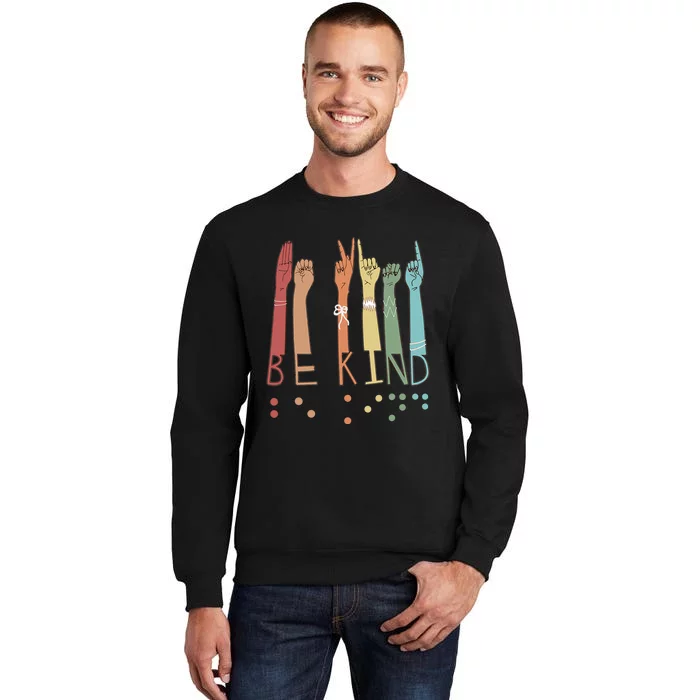 Be Kind Sign Braille Language Visually Impaired Awareness Sweatshirt