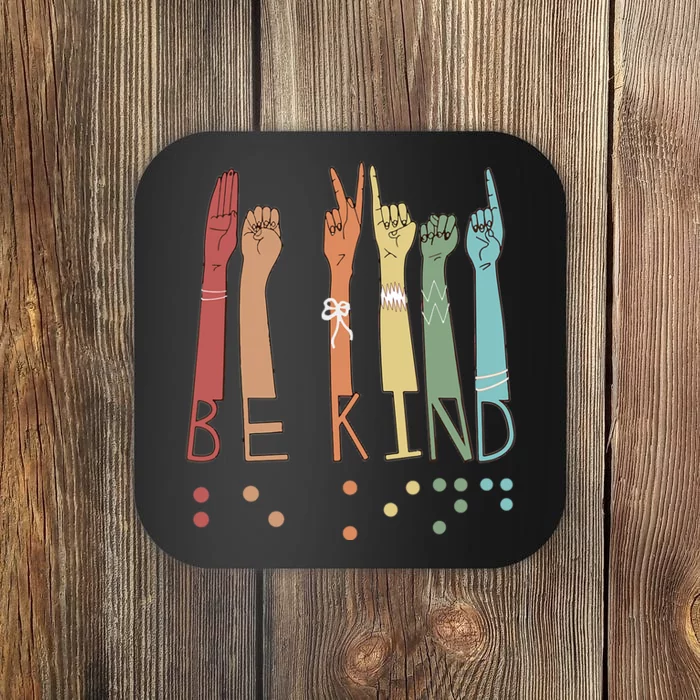 Be Kind Sign Braille Language Visually Impaired Awareness Coaster