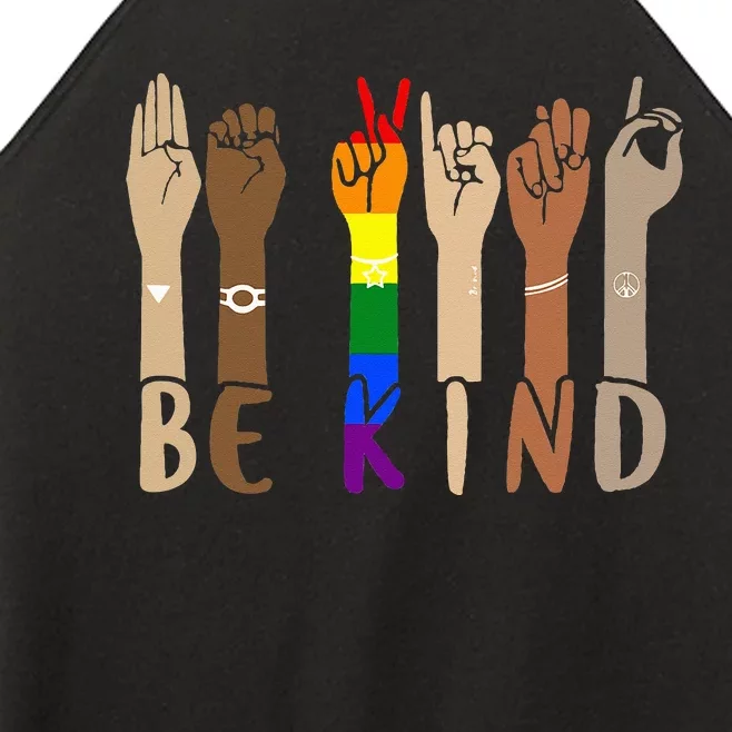 Be Kind Sign Language Hand Talking LGBT Gay Les Pride ASL Women’s Perfect Tri Rocker Tank