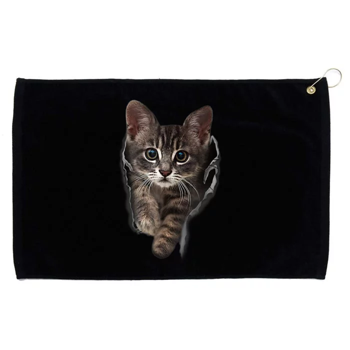 Brown Kitten Staring Cute TShirt Cats Gift Grommeted Golf Towel