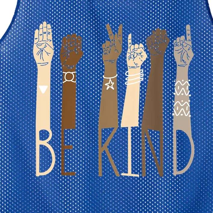 Be Kind Sign Language Hand Talking Teachers Interpreter Asl Great Gift Mesh Reversible Basketball Jersey Tank