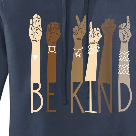 Be Kind Sign Language Hand Talking Teachers Interpreter Asl Great Gift Women's Pullover Hoodie