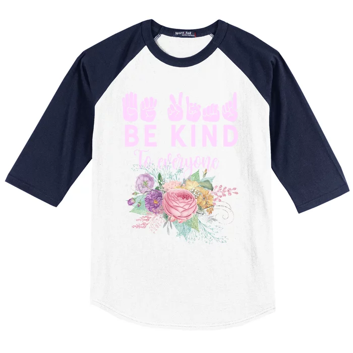 Be Kind Sign Language Hand Talking Teachers Interpreter Asl Gift Baseball Sleeve Shirt