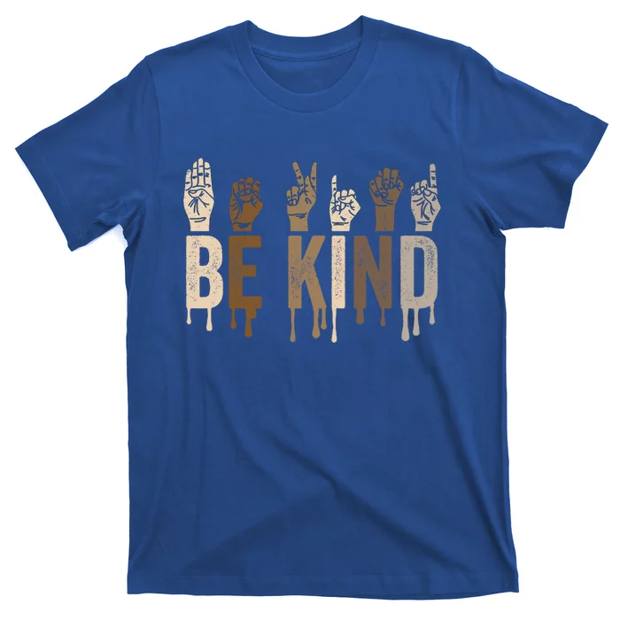 Be Kind Sign Language Hand Vintage Melanin Talking Teachers Great Gift T-Shirt