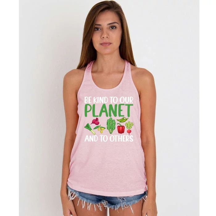 Be Kind To Our Planet Gag Saying Tee For Unisex Vegans Meaningful Gift Women's Knotted Racerback Tank