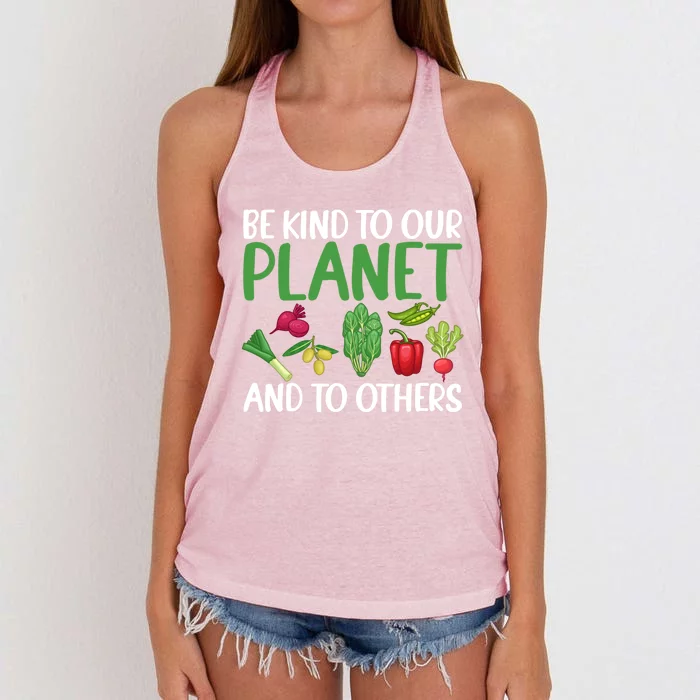 Be Kind To Our Planet Gag Saying Tee For Unisex Vegans Meaningful Gift Women's Knotted Racerback Tank