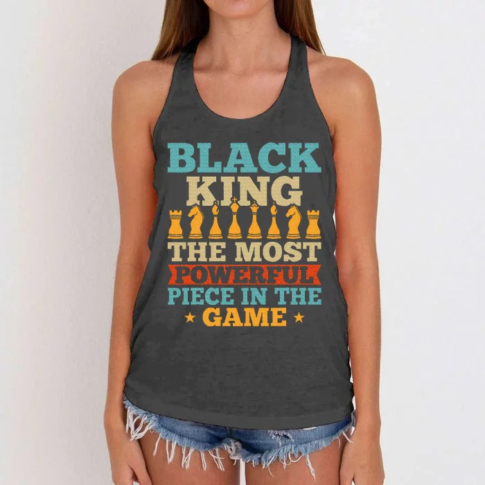 Black King The Most Powerful Piece in The Game Women's Knotted Racerback Tank