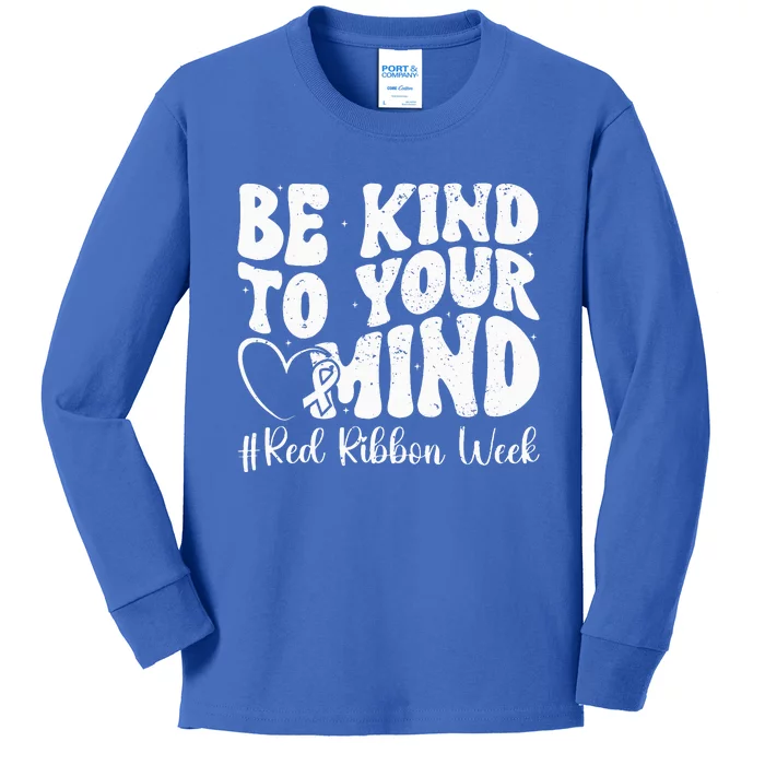 Be Kind To Your Mind Red Ribbon Week Groovy Kids Long Sleeve Shirt