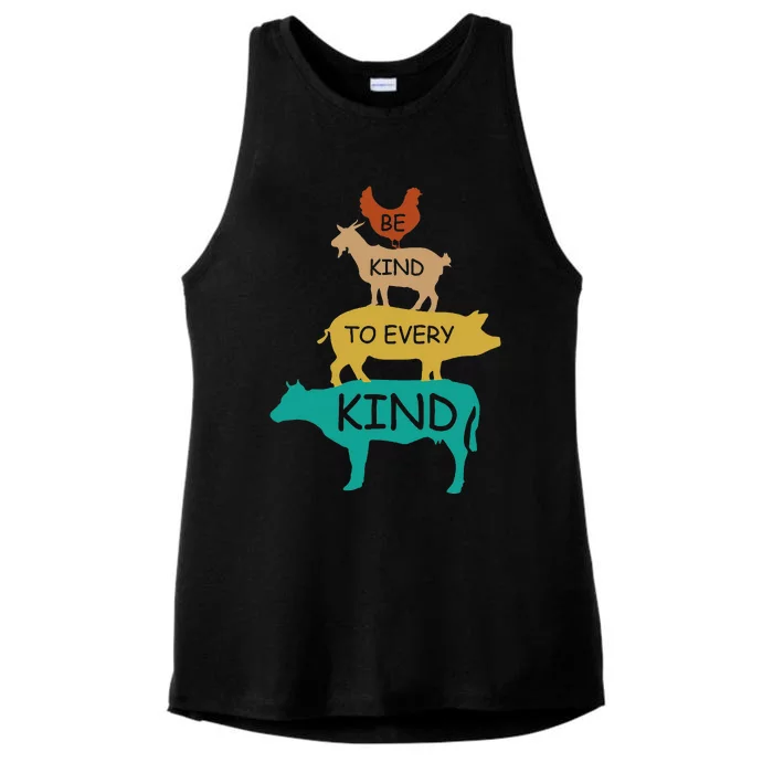 Be Kind To Every Kind Retro Vintage Funny Vegetarian Vegan Ladies Tri-Blend Wicking Tank