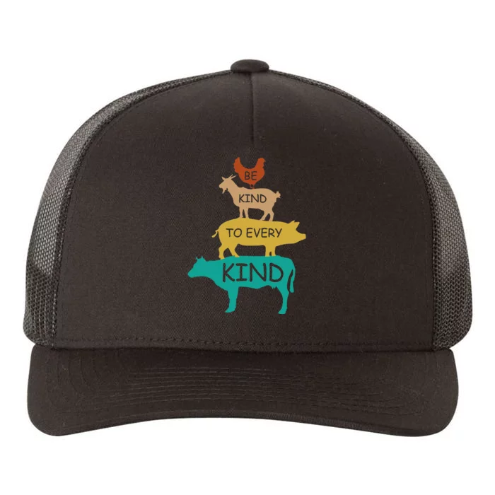 Be Kind To Every Kind Retro Vintage Funny Vegetarian Vegan Yupoong Adult 5-Panel Trucker Hat