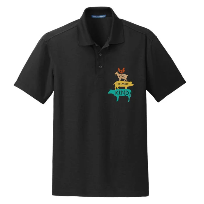 Be Kind To Every Kind Retro Vintage Funny Vegetarian Vegan Dry Zone Grid Performance Polo