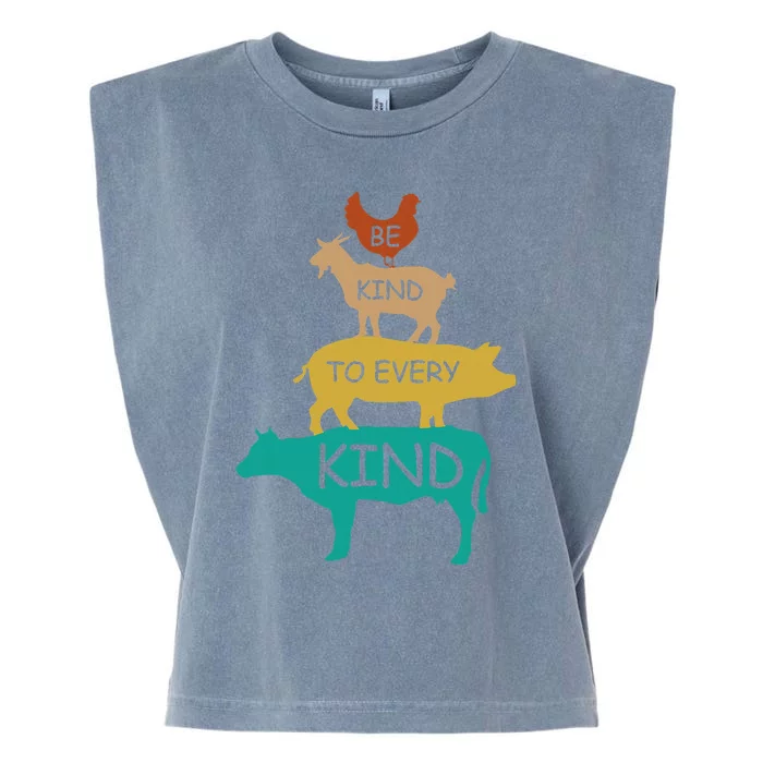 Be Kind To Every Kind Retro Vintage Funny Vegetarian Vegan Garment-Dyed Women's Muscle Tee