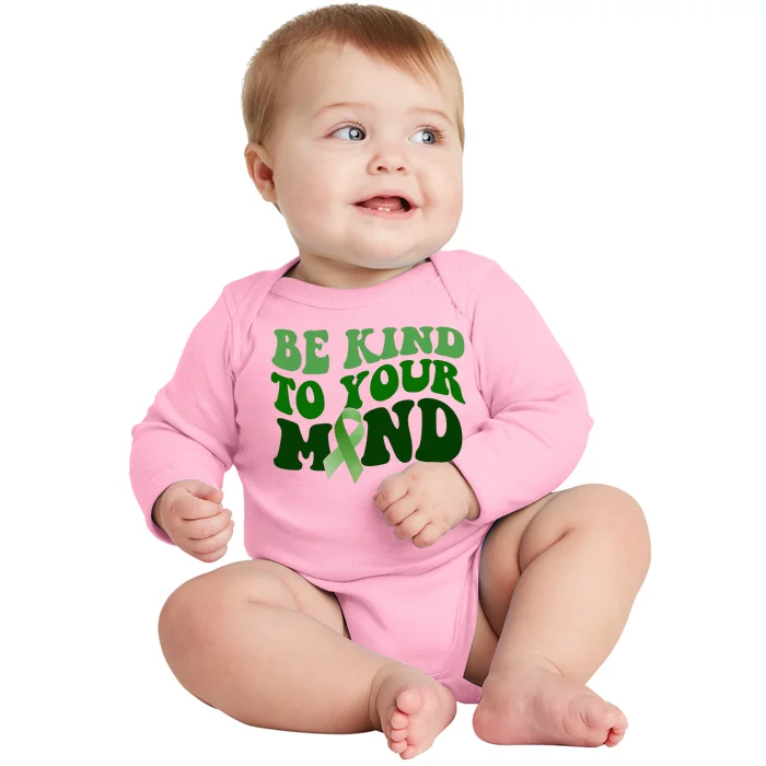 Be Kind To Your Mind Mental Health Awareness Ribbon Baby Long Sleeve Bodysuit