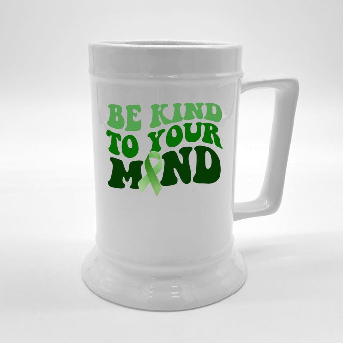 Be Kind To Your Mind Mental Health Awareness Ribbon Front & Back Beer Stein