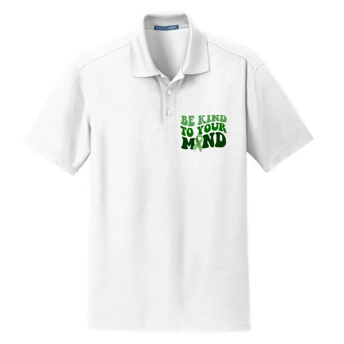 Be Kind To Your Mind Mental Health Awareness Ribbon Dry Zone Grid Performance Polo