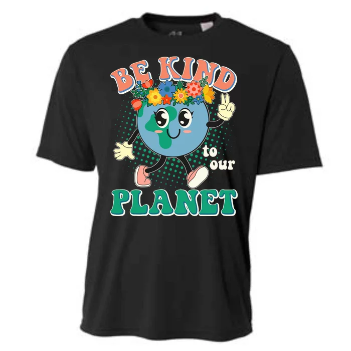 Be Kind To Our Planet Cute Retro Hippie Earth Cooling Performance Crew T-Shirt