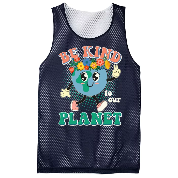 Be Kind To Our Planet Cute Retro Hippie Earth Mesh Reversible Basketball Jersey Tank