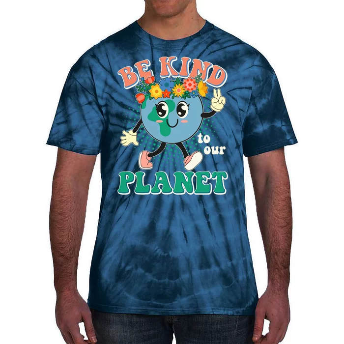 Be Kind To Our Planet Cute Retro Hippie Earth Tie-Dye T-Shirt