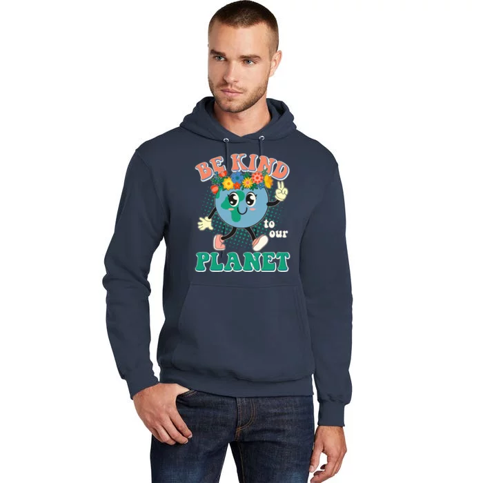 Be Kind To Our Planet Cute Retro Hippie Earth Tall Hoodie