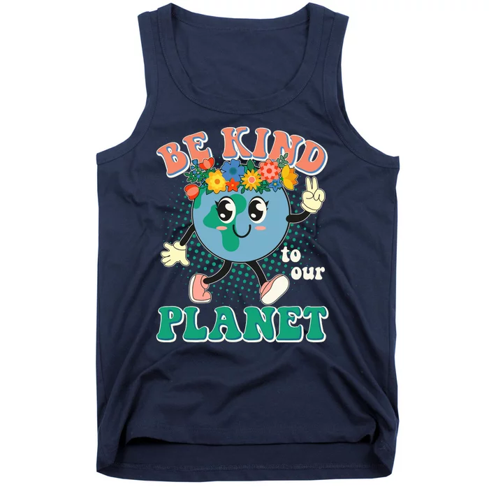 Be Kind To Our Planet Cute Retro Hippie Earth Tank Top