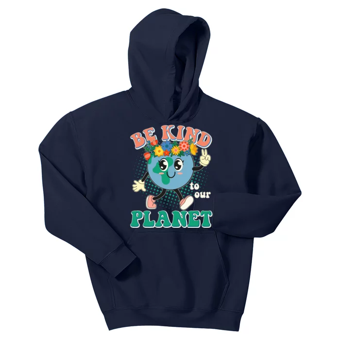 Be Kind To Our Planet Cute Retro Hippie Earth Kids Hoodie