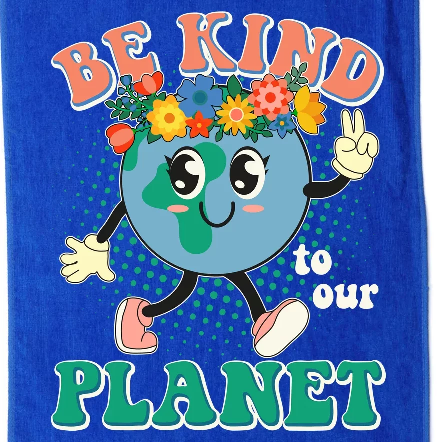 Be Kind To Our Planet Cute Retro Hippie Earth Platinum Collection Golf Towel