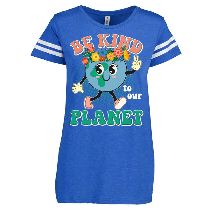 Be Kind To Our Planet Cute Retro Hippie Earth Enza Ladies Jersey Football T-Shirt