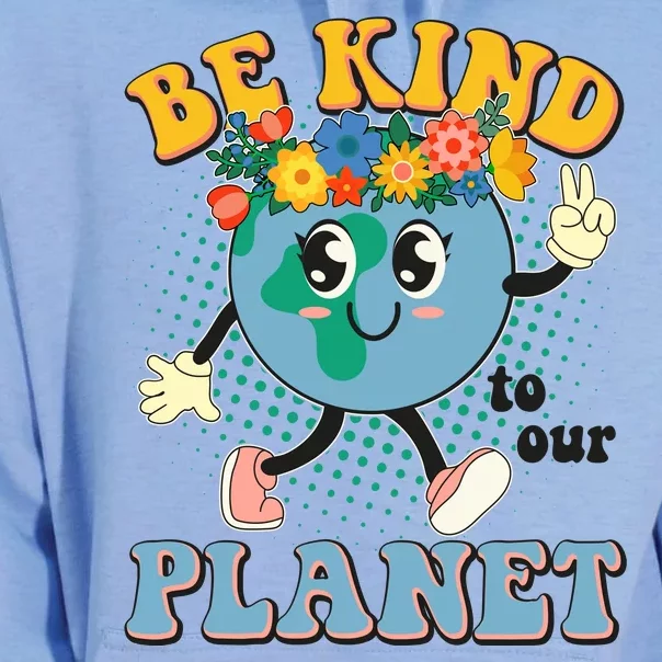 Be Kind To Our Planet Cute Retro Hippie Earth Unisex Surf Hoodie